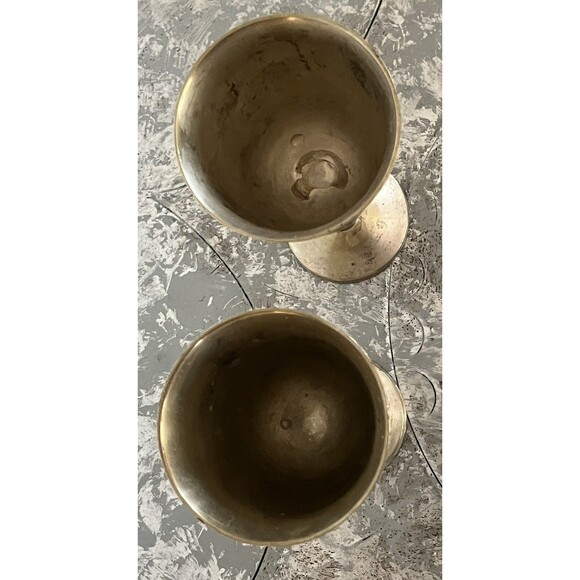 Set 2 Goblets Towle Vintage Silverplate Stemmed Water Wine Chalice Patina EPNS - Picture 2 of 4